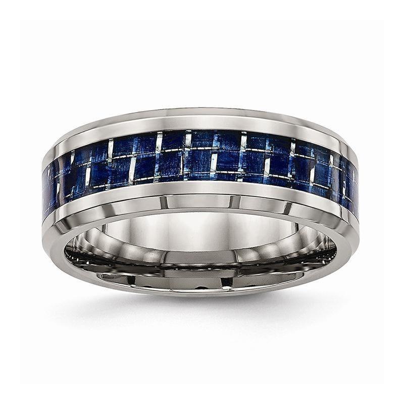 Titanium Polished w- Blue Carbon Fiber Inlay Band - Seattle Gold Grillz