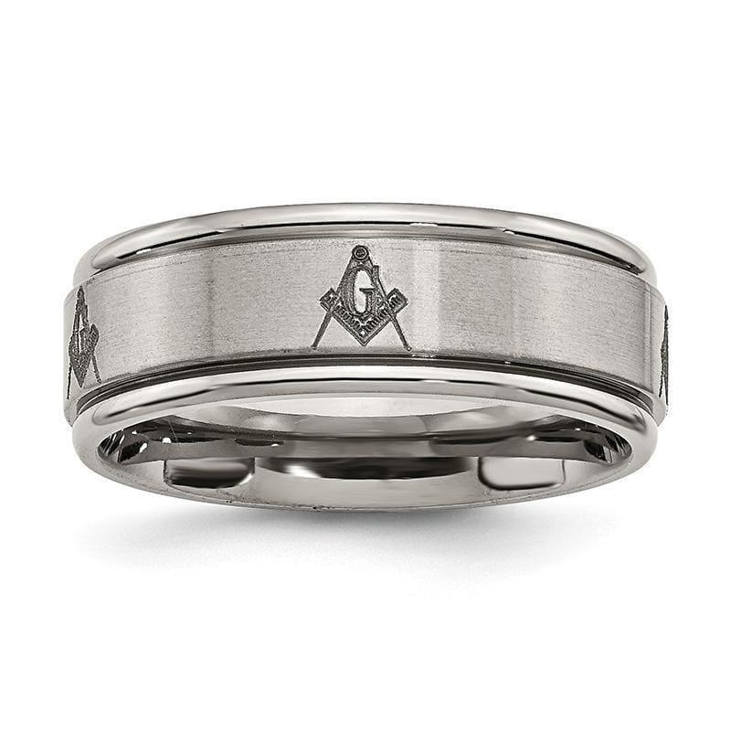 Titanium Ridged Edge 8mm Laser Design Brushed & Polished Band - Seattle Gold Grillz