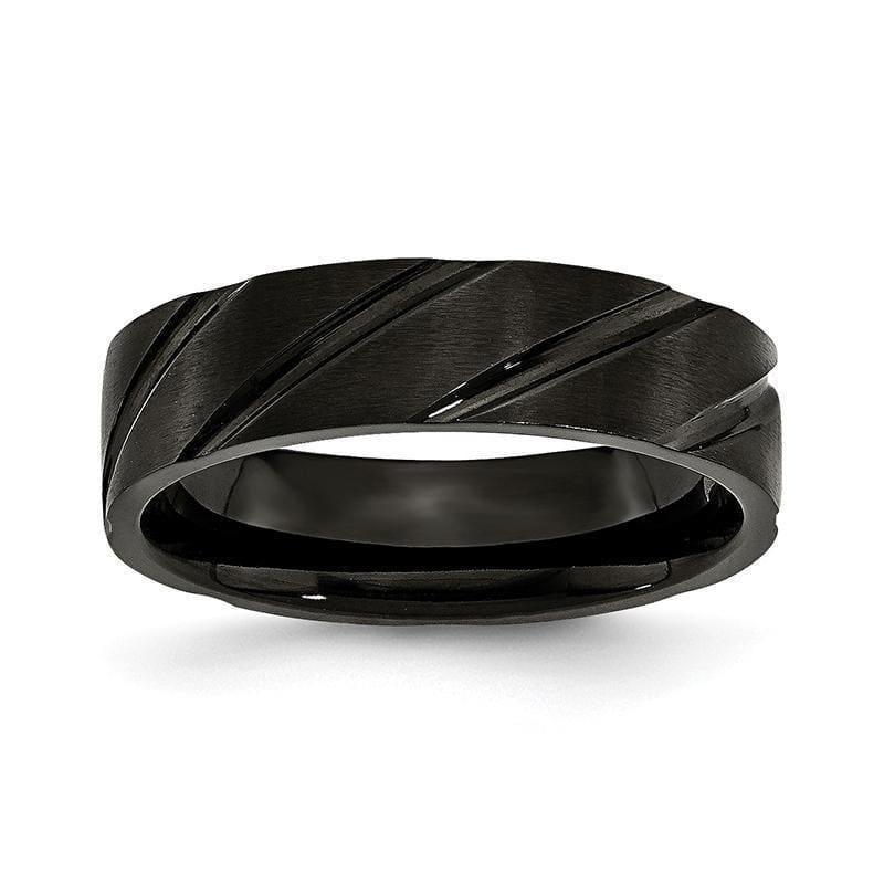 Titanium Swirl Design Black IP-plated 6mm Brushed-Polished Band - Seattle Gold Grillz