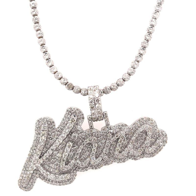 White Gold Diamond Nameplate Pendant – Seattle Gold Grillz