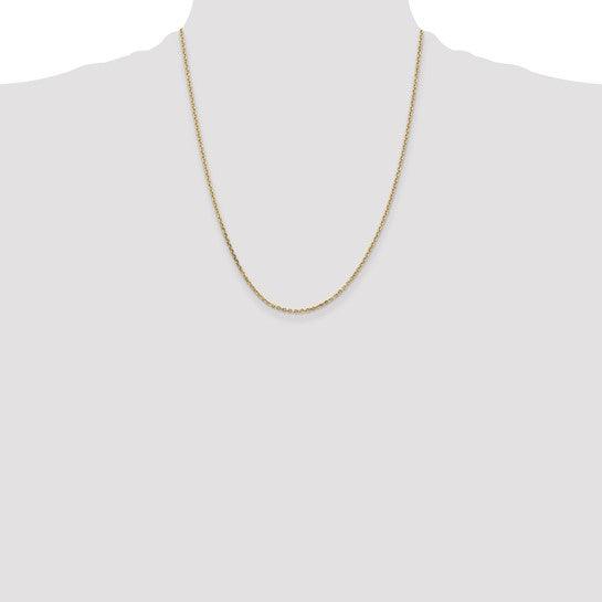 14k 1.65mm Solid Diamond Cut Cable Chain