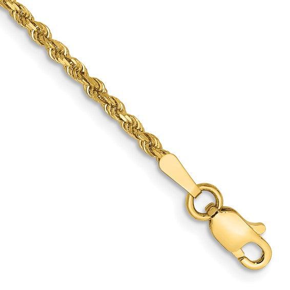 14k 1.75mm Diamond Cut Rope Anklet