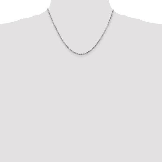 14k White Gold 2.25mm Diamond Cut Rope Chain
