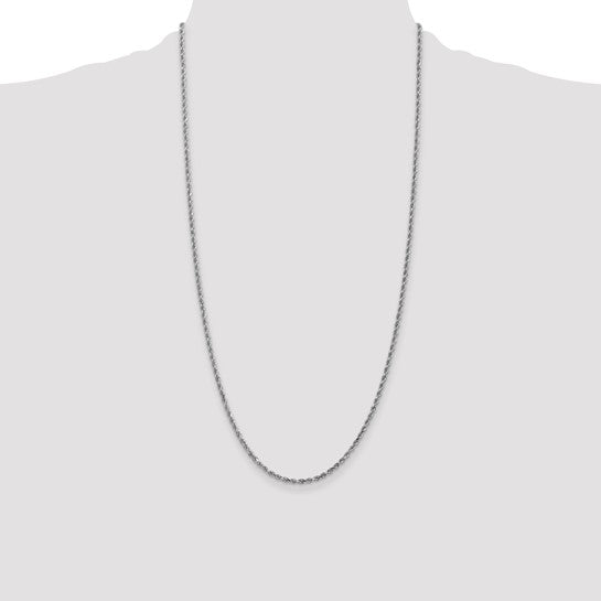 14k White Gold 2.25mm Diamond Cut Rope Chain