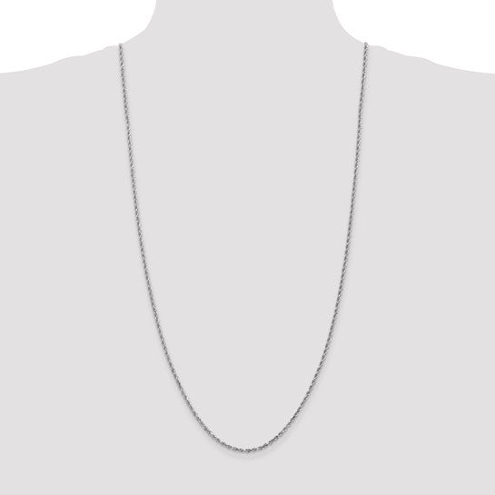 14k White Gold 2.25mm Diamond Cut Rope Chain