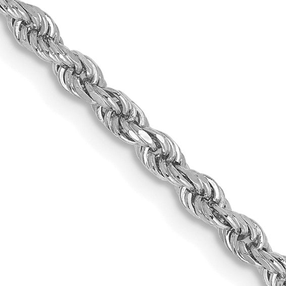 14k White Gold 2.25mm Diamond Cut Rope Chain