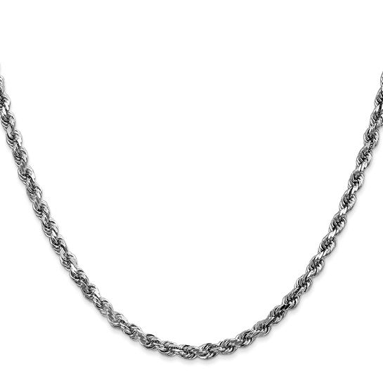 14k White Gold 3.5mm Diamond Cut Rope Chain