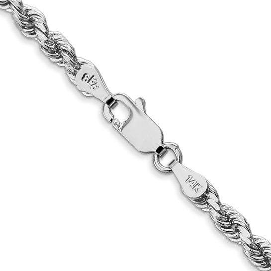 14k White Gold 3.5mm Diamond Cut Rope Chain