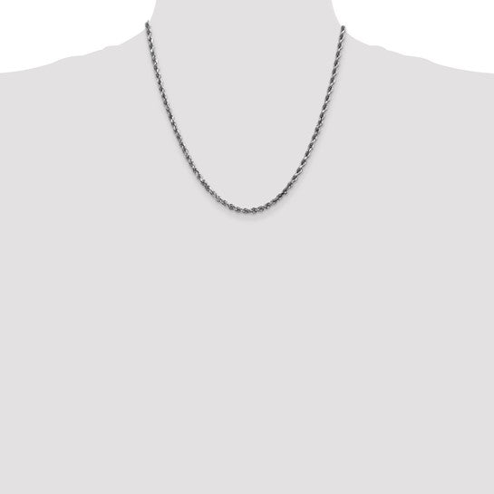 14k White Gold 3.5mm Diamond Cut Rope Chain