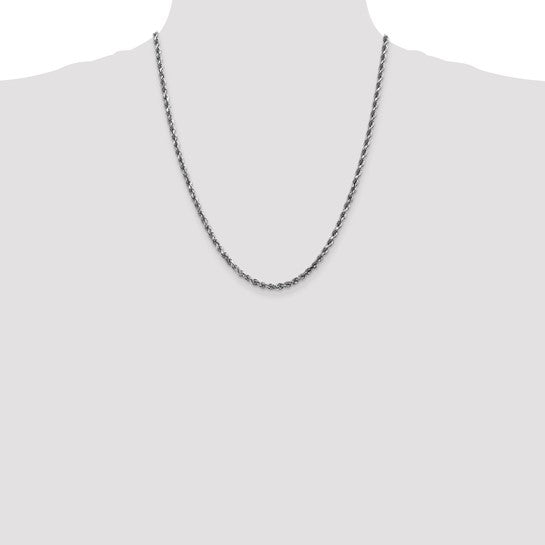 14k White Gold 3.5mm Diamond Cut Rope Chain