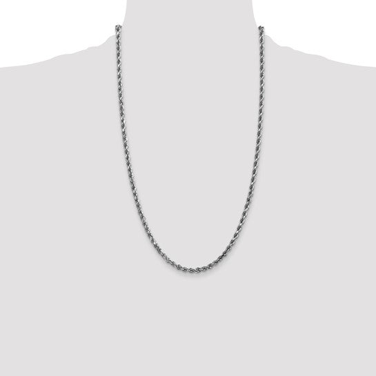 14k White Gold 3.5mm Diamond Cut Rope Chain