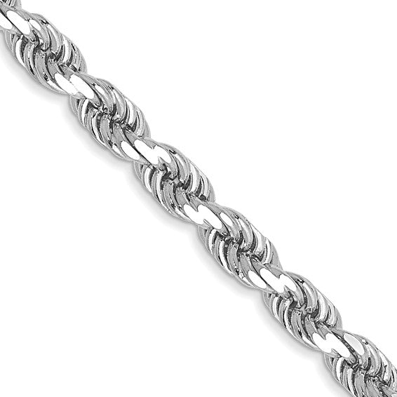 14k White Gold 3.5mm Diamond Cut Rope Chain