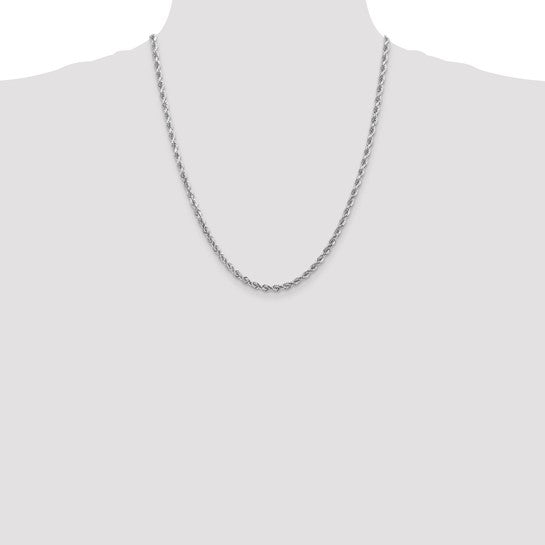 14k White Gold 4mm Diamond-cut Rope Chain