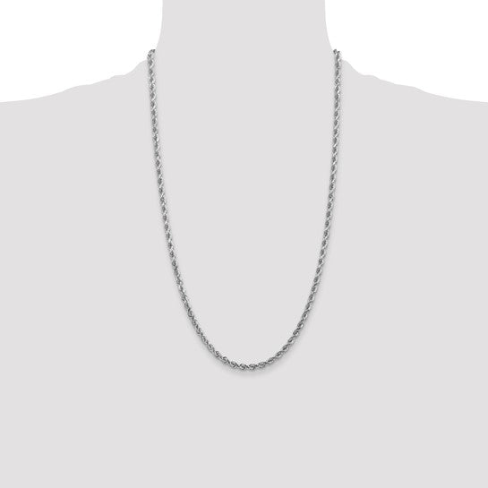 14k White Gold 4mm Diamond-cut Rope Chain