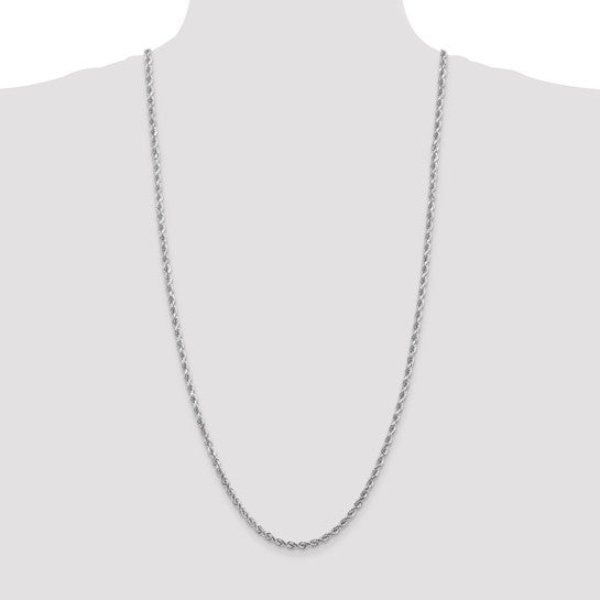 14k White Gold 4mm Diamond-cut Rope Chain