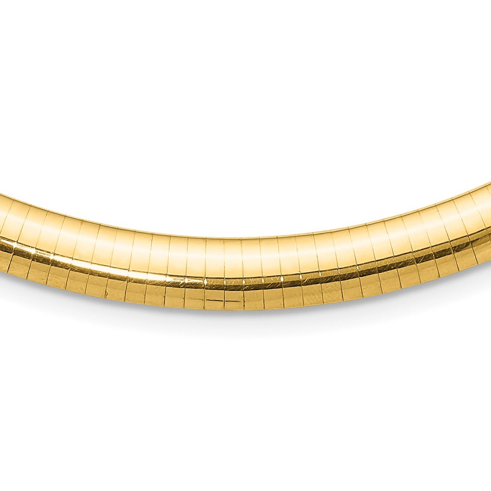14K Yellow Gold Lightweight Domed Omega Chain — 8 mm