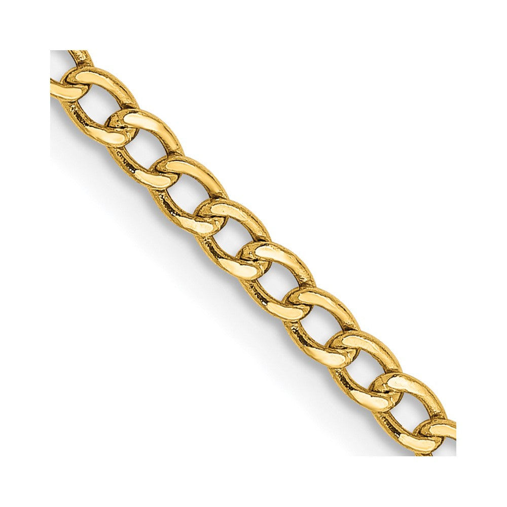 10K Yellow Gold Semi-Solid Curb Chain — 2.5 mm