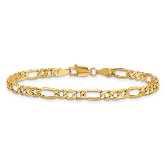 10k 4.20mm Semi-Solid Figaro Bracelet