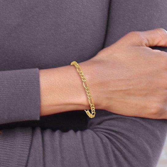 10k 4.20mm Semi-Solid Figaro Bracelet