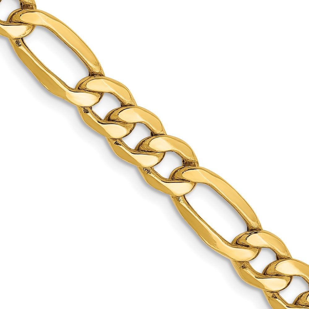 10K Yellow Gold Semi-Solid Figaro Chain — 6.25 mm