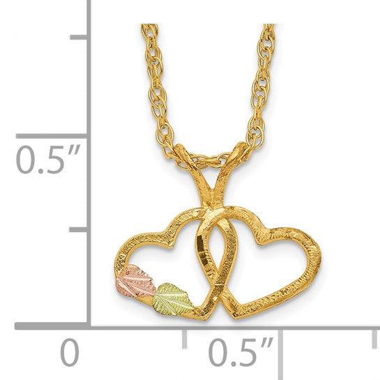 10k Tri-Color Black Hills Gold Double Heart Necklace