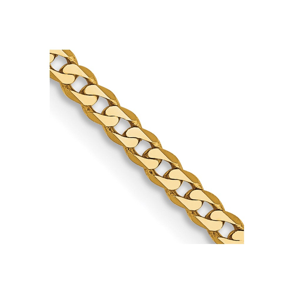 10K Yellow Gold Flat Beveled Curb Chain — 2.2 mm