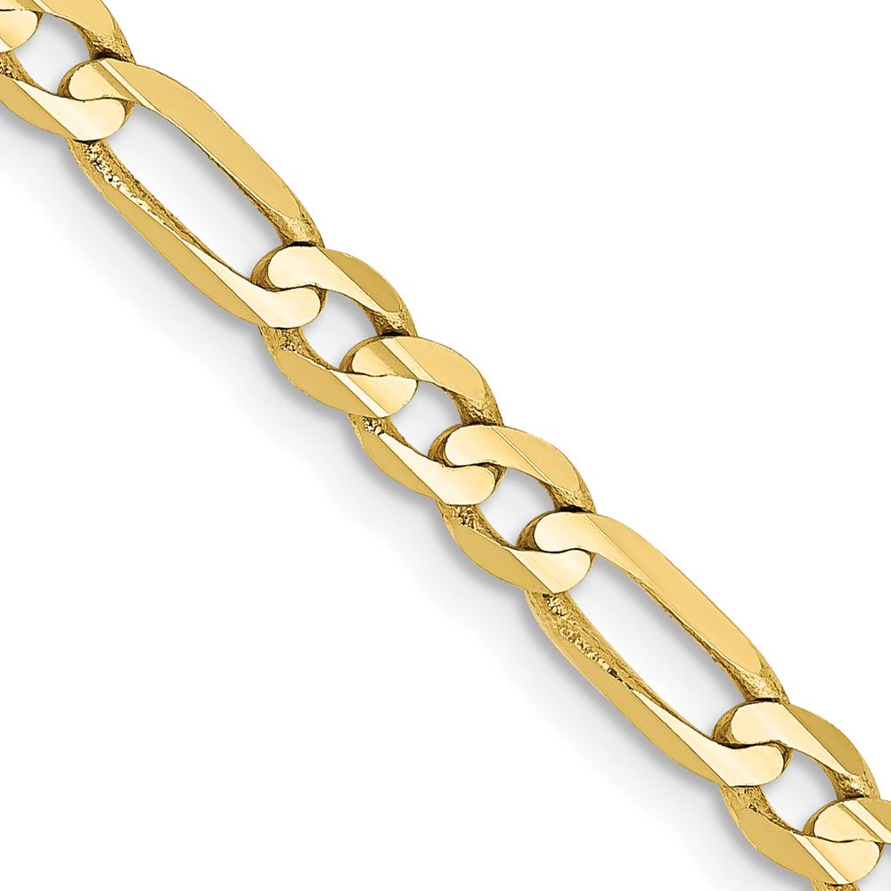 10K Yellow Gold Light Concave Figaro Chain — 4 mm