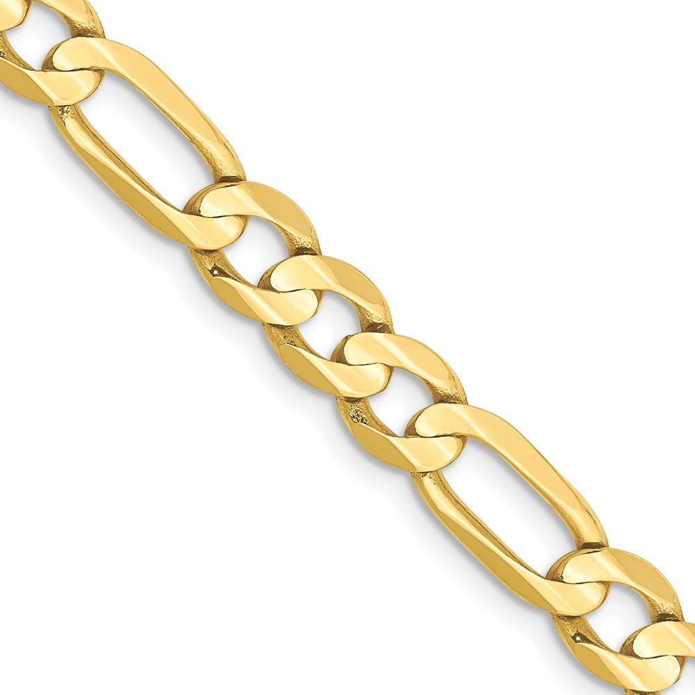10K Yellow Gold Light Concave Figaro Chain — 6 mm