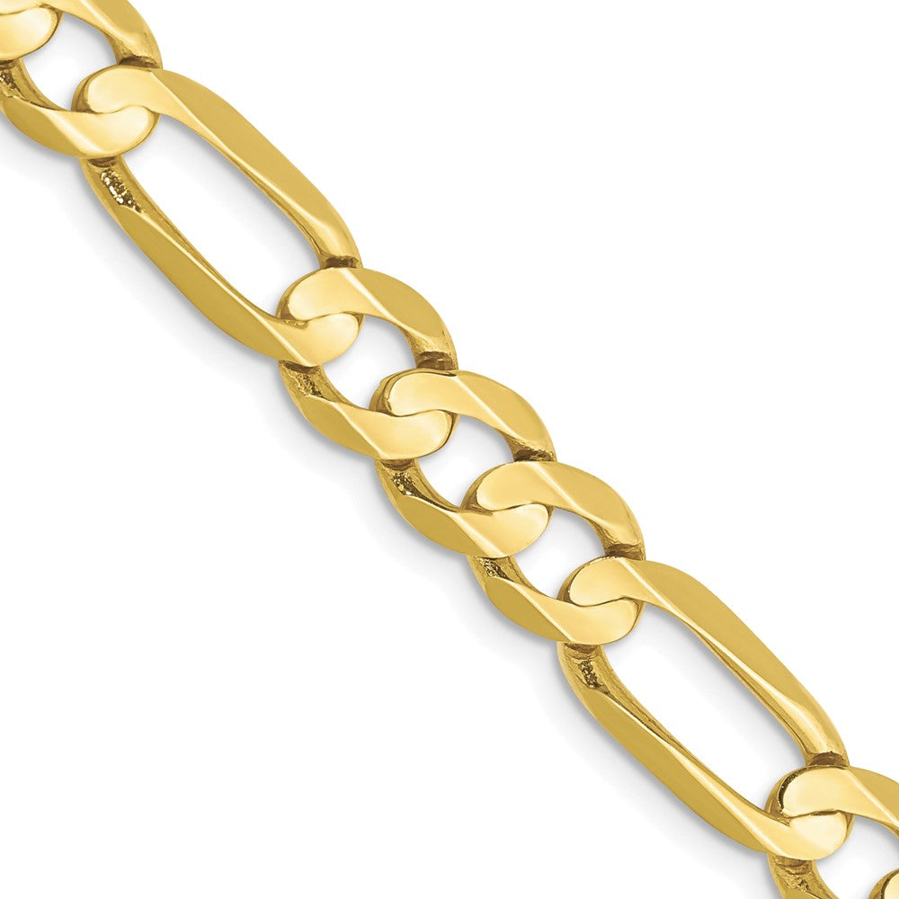 10K Yellow Gold Light Concave Figaro Chain — 6.75 mm