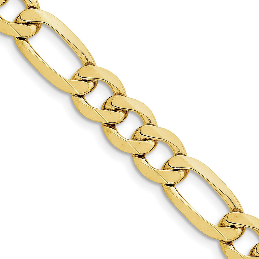 10K Yellow Gold Light Concave Figaro Chain — 10 mm