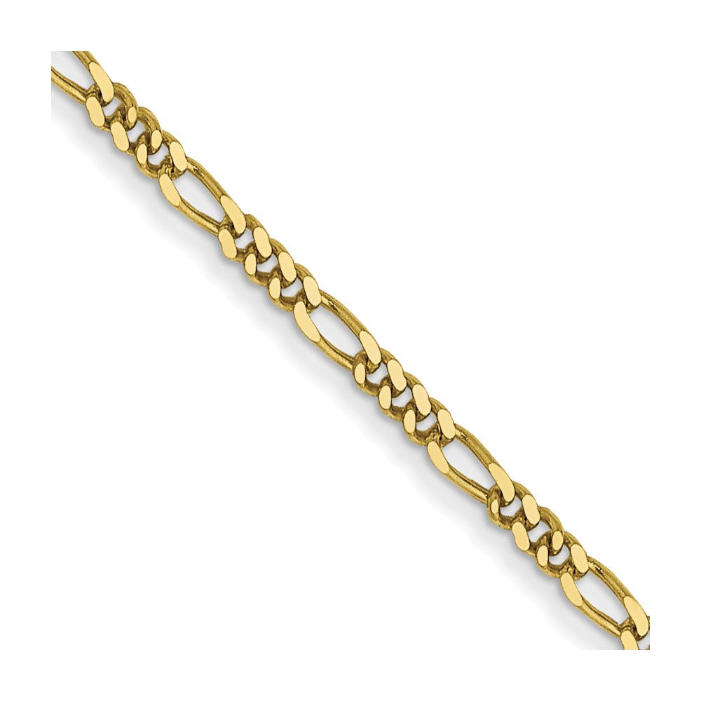 10K Yellow Gold Flat Figaro Chain — 1.25 mm