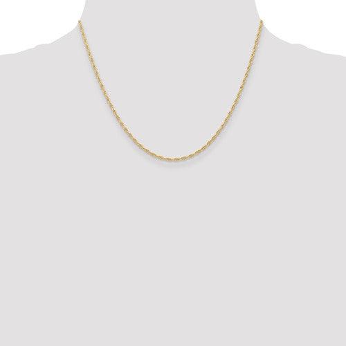 10k 1.55mm Carded Cable Rope Chain - Seattle Gold Grillz