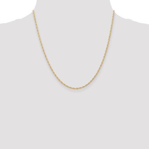 10k 1.55mm Carded Cable Rope Chain - Seattle Gold Grillz