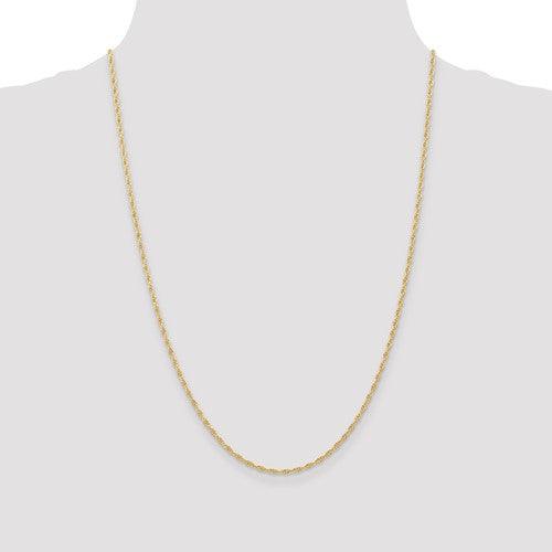 10k 1.55mm Carded Cable Rope Chain - Seattle Gold Grillz