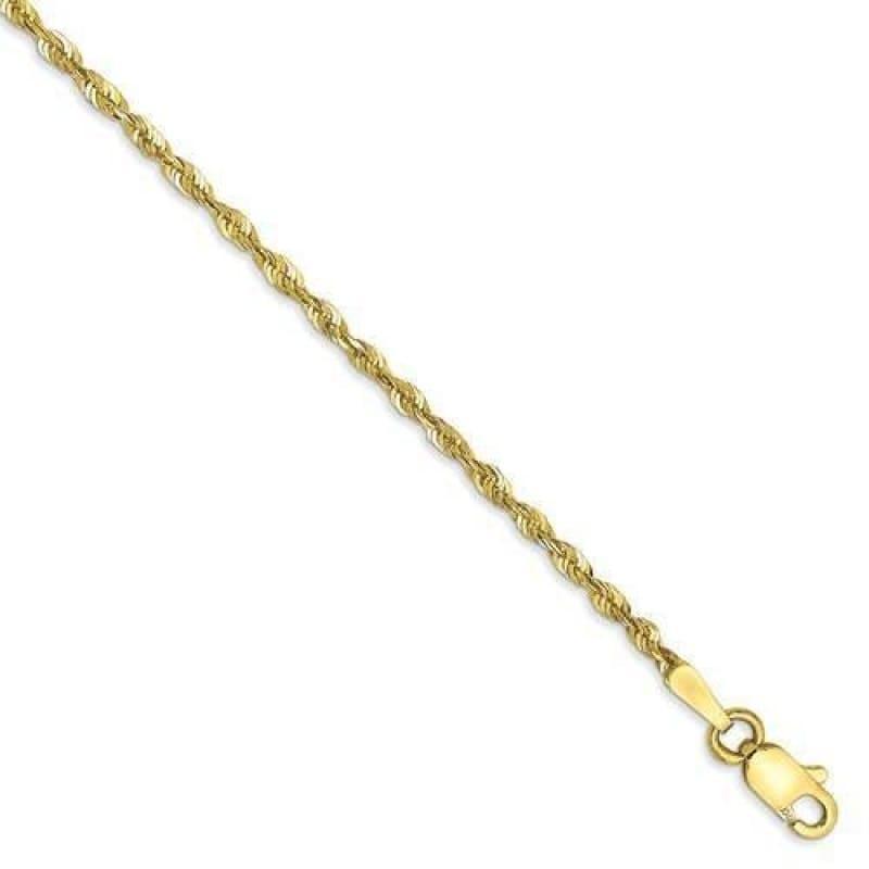 10k 1.8mm Diamond Cut Extra-Lite Rope Anklet - Seattle Gold Grillz