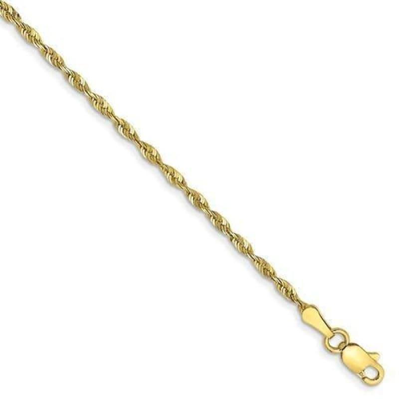 10K yellow gold 2mm extra-light diamond-cut rope anklet