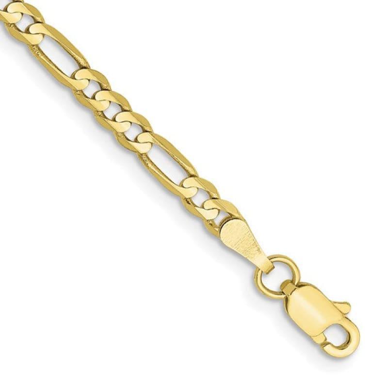 10k 3.0mm Concave Figaro Bracelet - Seattle Gold Grillz