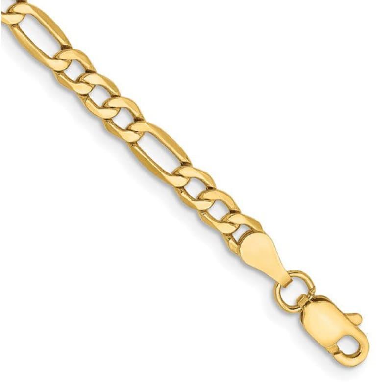 10k 3.5mm Semi-Solid Figaro Bracelet - Seattle Gold Grillz