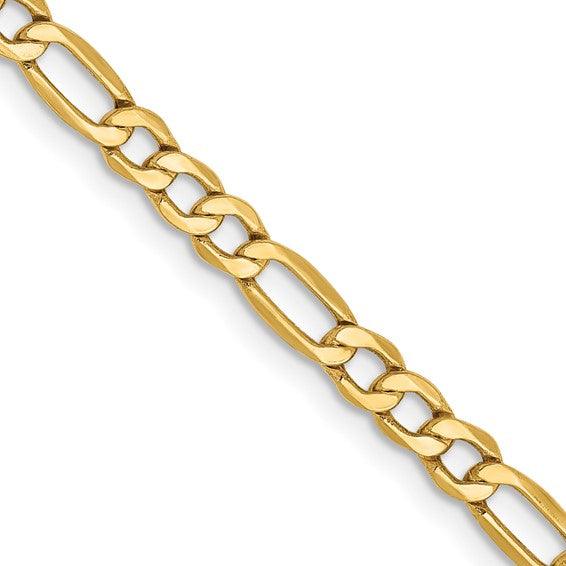 10k 3.5mm Semi-Solid Figaro Chain - Seattle Gold Grillz