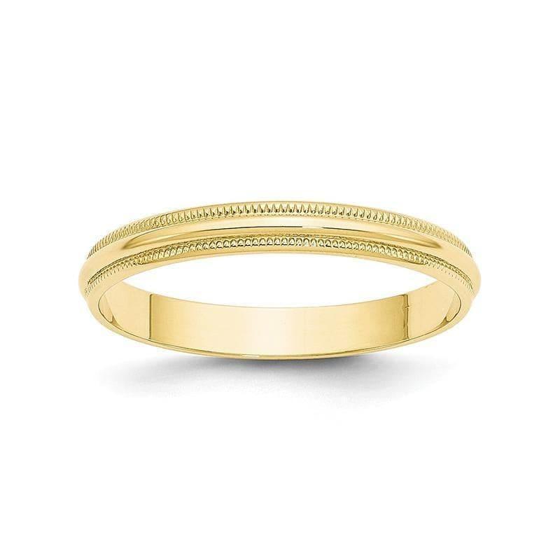 10k 3mm Lightweight Milgrain Half Round Band - Seattle Gold Grillz