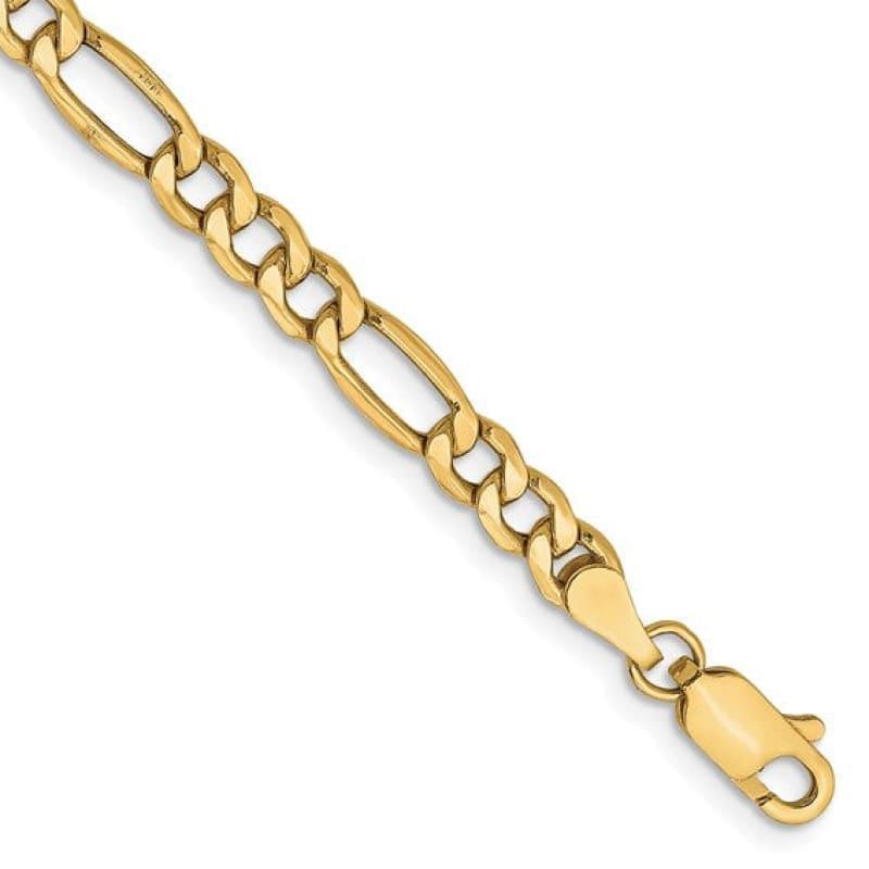 10k 4.40mm Semi-Solid Figaro Bracelet - Seattle Gold Grillz