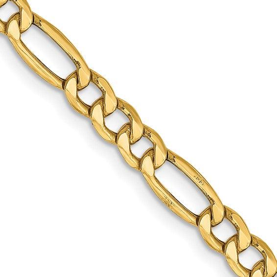 10k 4.4mm Semi-Solid Figaro Chain - Seattle Gold Grillz