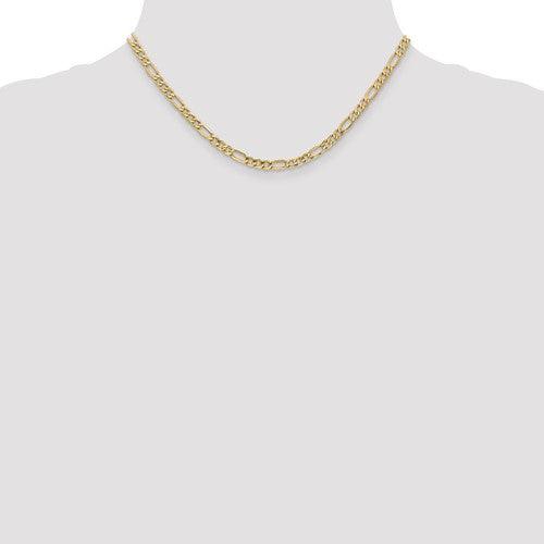 10k 4.4mm Semi-Solid Figaro Chain - Seattle Gold Grillz