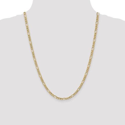 10k 4.4mm Semi-Solid Figaro Chain - Seattle Gold Grillz