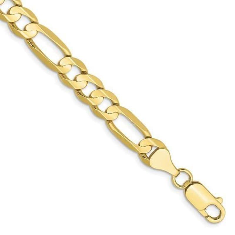 10k 6.75mm Light Figaro Bracelet - Seattle Gold Grillz