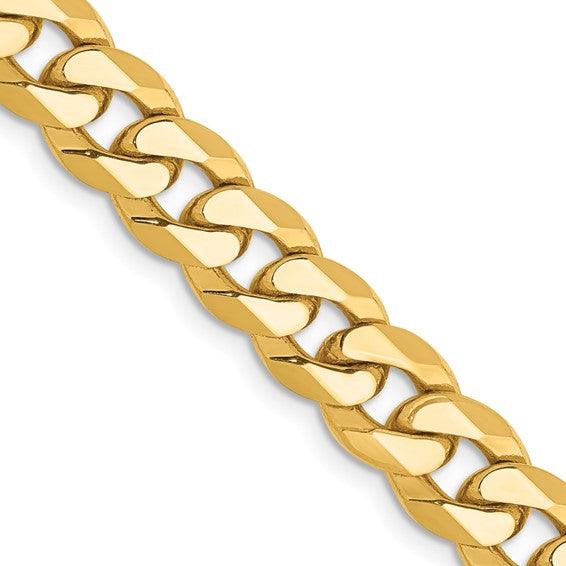 10k 7.75mm Flat Beveled Curb Chain - Seattle Gold Grillz