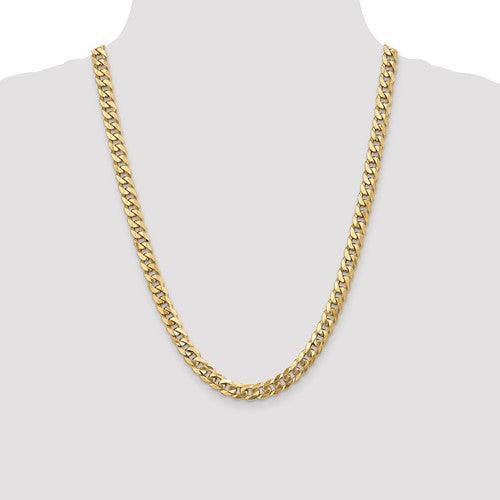 10k 7.75mm Flat Beveled Curb Chain - Seattle Gold Grillz
