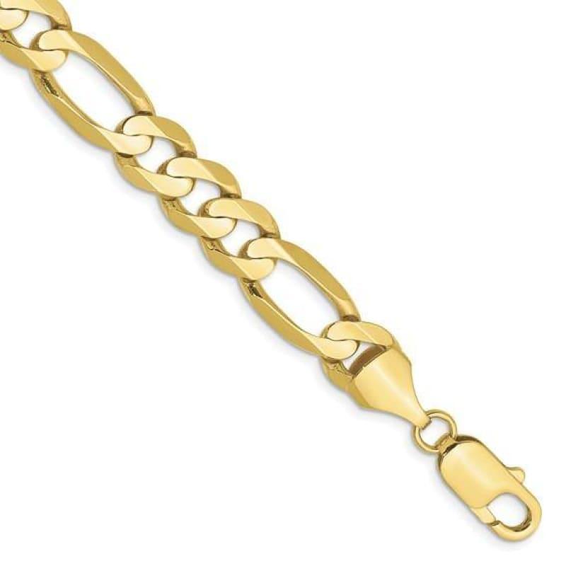 10k 8.75mm Light Figaro Bracelet - Seattle Gold Grillz