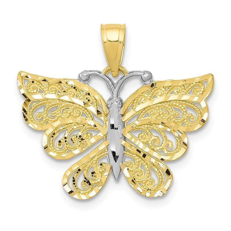 10k & Rhodium Butterfly Pendant - Seattle Gold Grillz