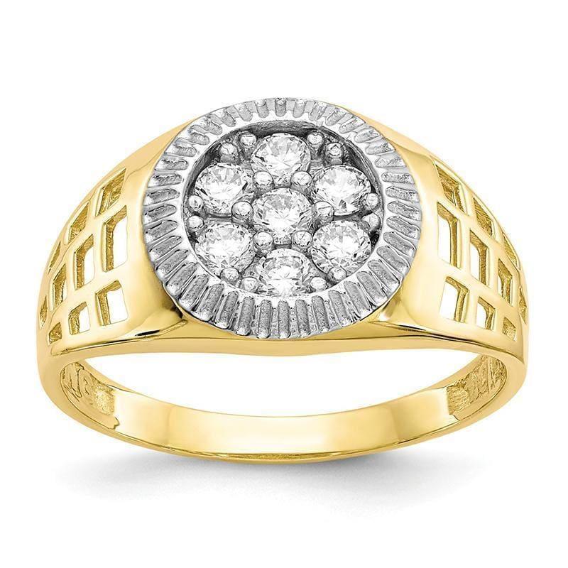 10k & Rhodium Men's CZ Cluster Ring - Seattle Gold Grillz